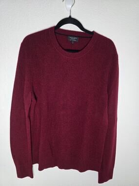 rag & bone 100% Cashmere Crewneck Sweater Heather Burgundy Maroon. Dark Academia